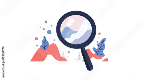 Modern Magnifying Glass Flat Vector Design Isolated on White Background