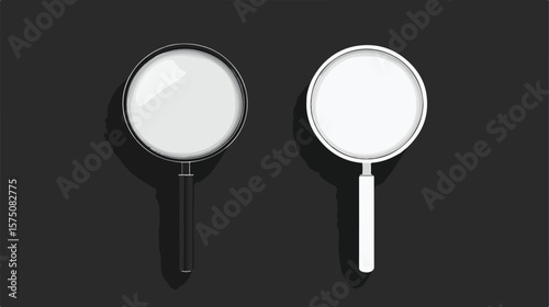 Professional Magnifying Glass Black and White Vector Illustration