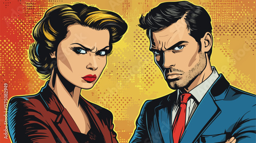 Couple in Disagreement Body Language Vector Illustration