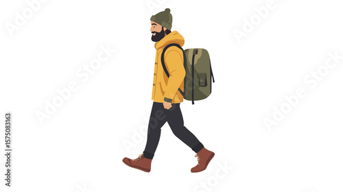 Traveling Man Flat Vector Illustration for Adventures and Journeys