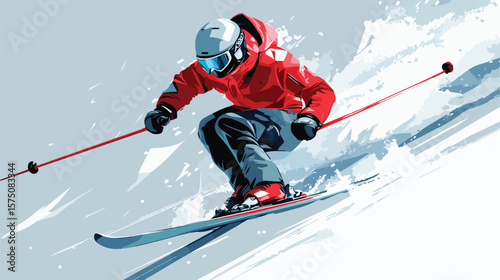 Dynamic Skiing Vector Illustration with Centered Focus