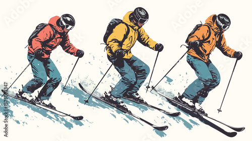 Professional Winter Skiing Flat Vector Illustration for Design Projects