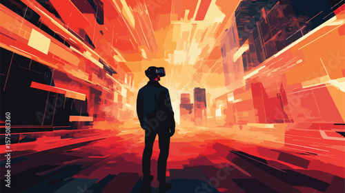 Virtual Reality Data Transmission: Professional Man at Work