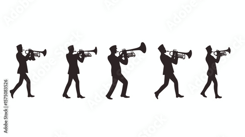 Dynamic Marching Band Vector Silhouette for Design Projects