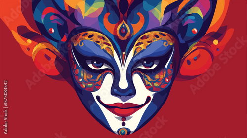 Colorful Mardi Gras Harlequin Mask Vector Illustration