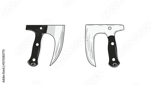 Professional Meat Cleaver Black & White Vector Icon