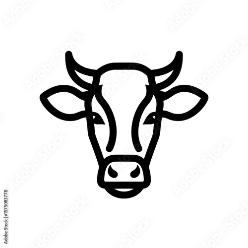 Simple cow head outline for agricultural branding and dairy products