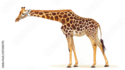 Majestic mature giraffe in the African savannah showcasing long neck