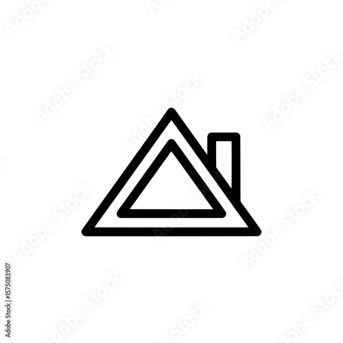 Minimalistic house outline with triangle and chimney