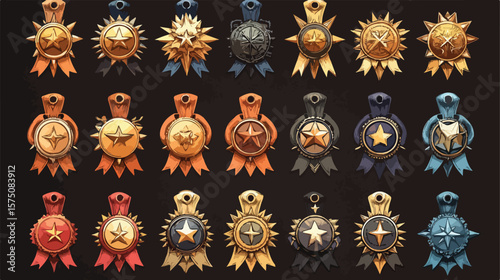 Elegant Medals and Ribbons in Gold, Silver, and Bronze