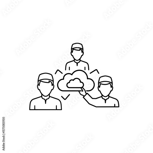 Three professionals collaborating with cloud computing technology