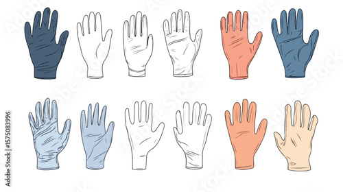 Medical Gloves Line Art Vector Icon for Healthcare Professionals