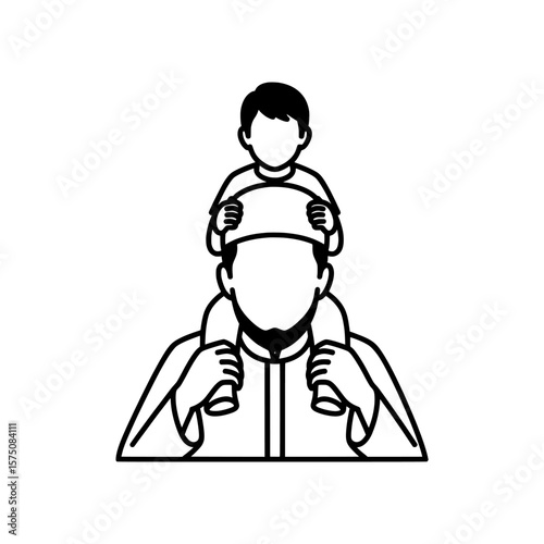 Father carrying child on shoulders depicting family bond and joy