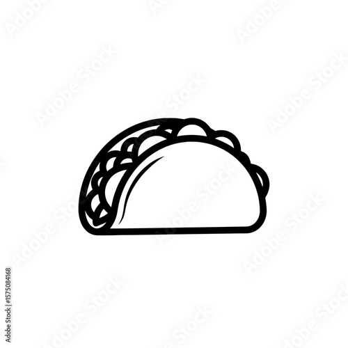 Simple taco outline drawing for food themes or culinary projects