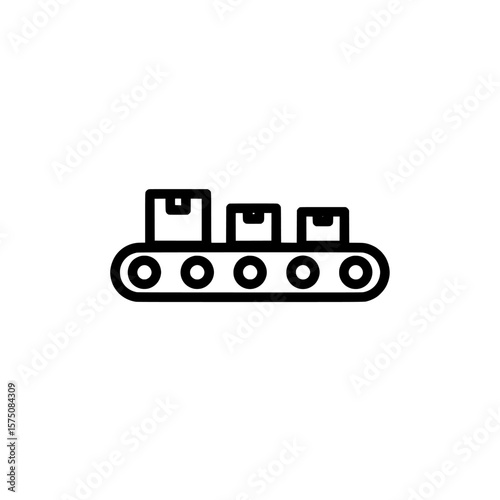 Conveyor belt with boxes for transportation and logistics applications