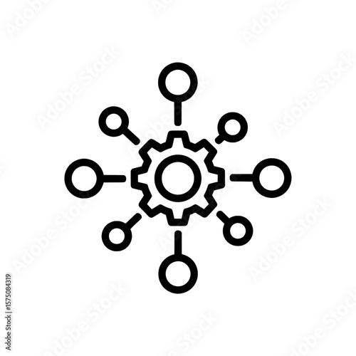 Abstract technology network with gear symbolizing connectivity and collaboration