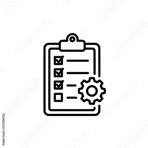 Checklist with gears symbol for productivity and organization tasks