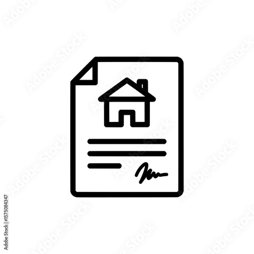 Document featuring house and signature for real estate purposes
