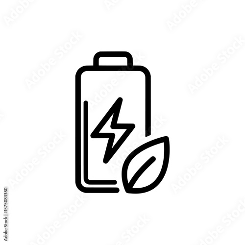 Battery icon with leaf symbol for sustainable energy concepts
