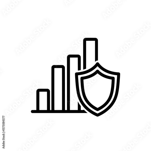 Chart and shield representing data protection and security measures