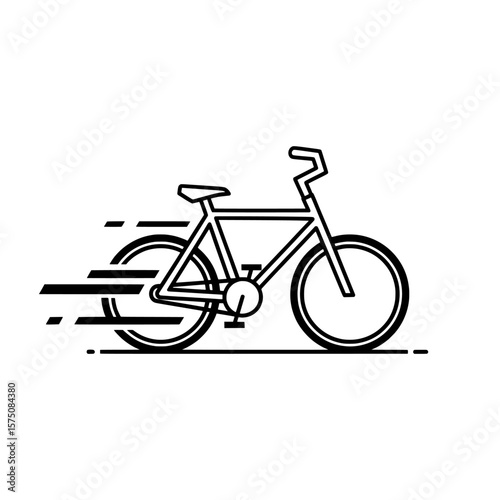 Bicycle in motion with speed lines representing fast travel