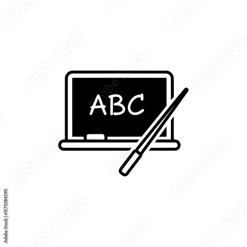 Chalkboard with letters and pen for educational purposes