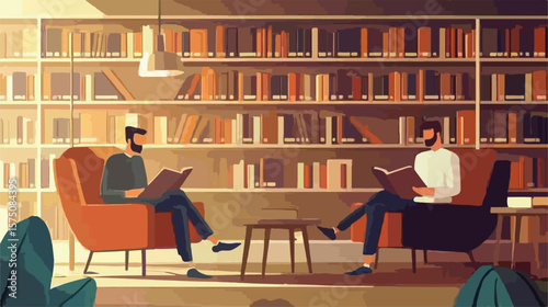 Men Studying Wisdom in Library
