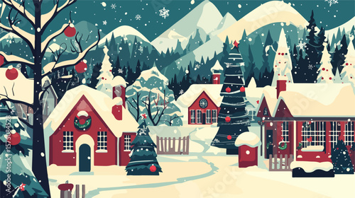 Elegant Merry Christmas and Happy New Year Card Design