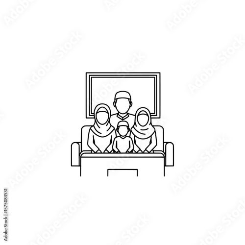 Family sitting together in living room enjoying quality time at home
