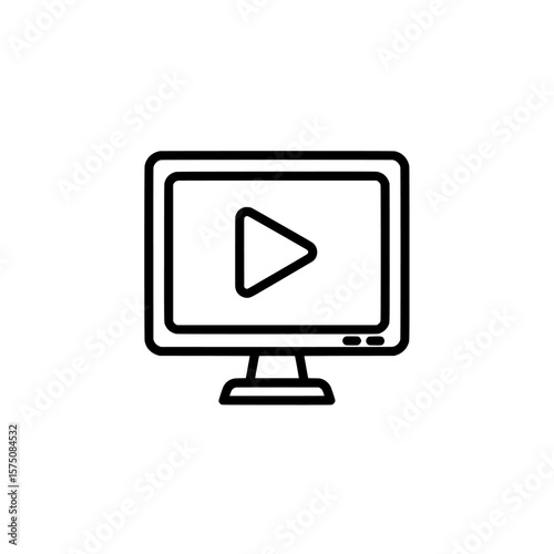 Monitor with play button icon for multimedia and video content