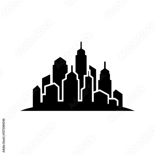Stylized skyline silhouette with modern architecture and urban features