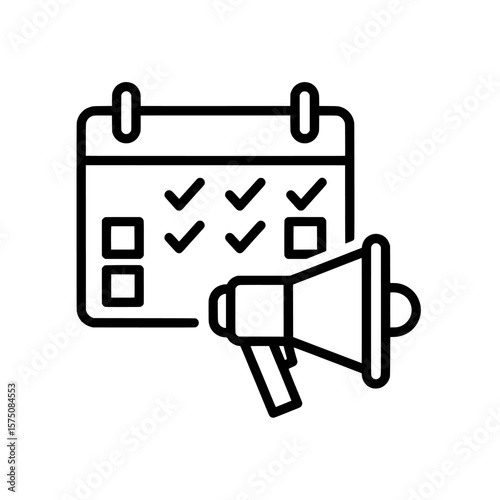Calendar with checklist and megaphone for event planning and reminders