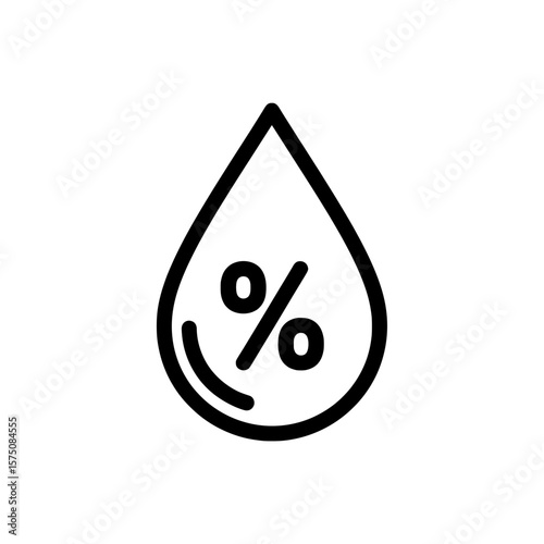 Droplet symbol with percentage sign for health and finance concepts