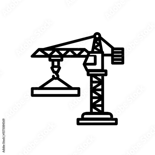 Construction crane lifting a beam at a building site