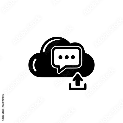 Cloud storage communication upload icon with message bubbles
