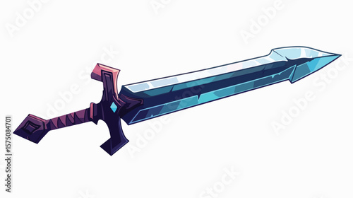 Medieval Metal Knight Sword on White Background for Graphic Design