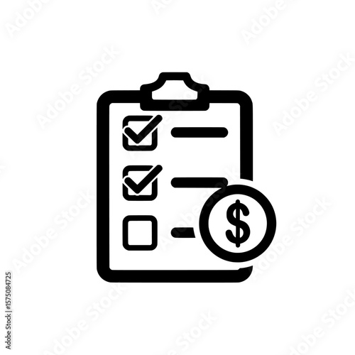 Checklist with dollar sign for budgeting and financial planning