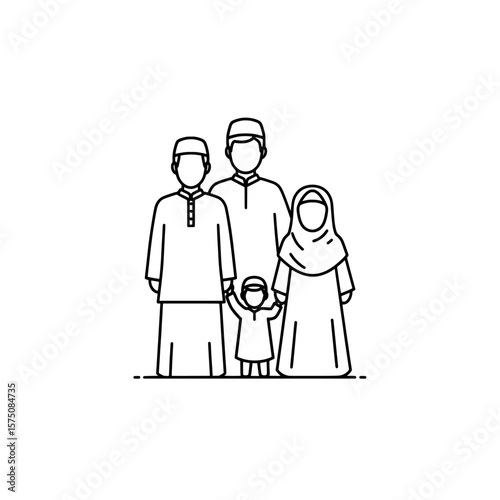 Family in traditional clothing standing together with children