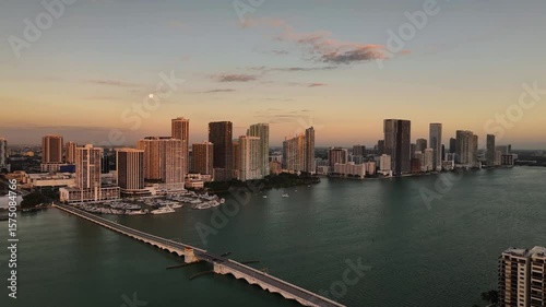 Wallpaper Mural Aerial view of macarthur causeway and skyline, United States. Torontodigital.ca
