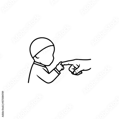 Touching moment between parent and child with hand interaction