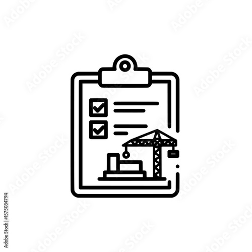 Construction checklist with crane and task items for project management
