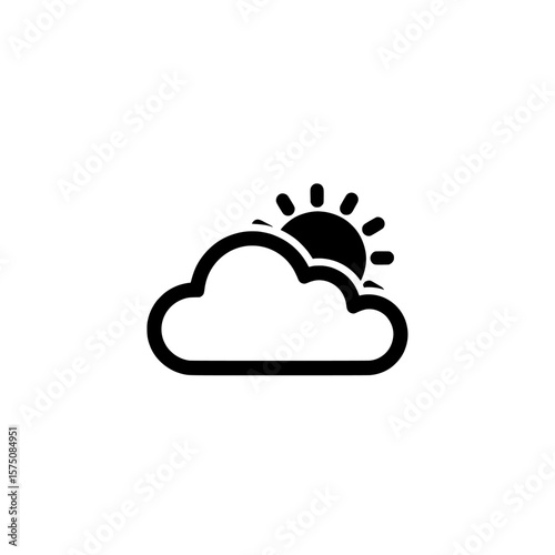 Sun and cloud weather symbol for app and web design