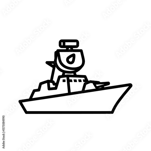 Outline of a ship with radar equipment on deck