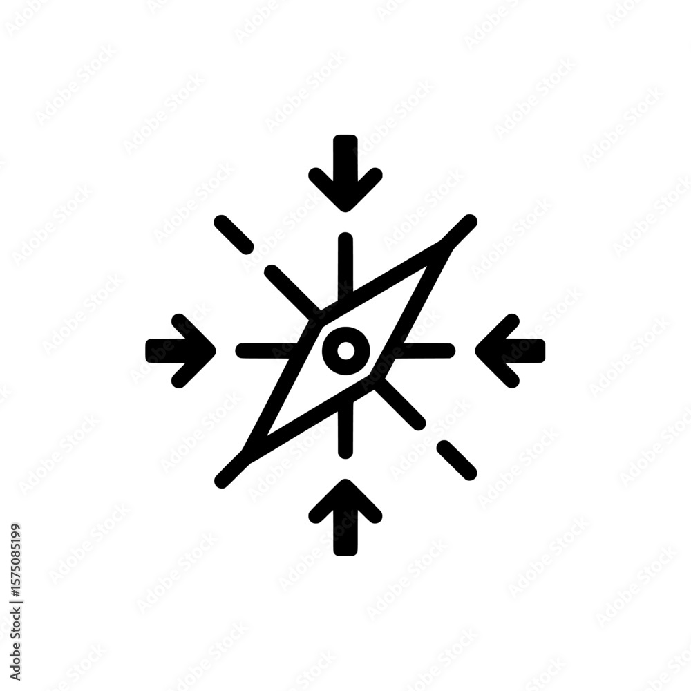 Compass navigation symbol with arrows pointing in multiple directions