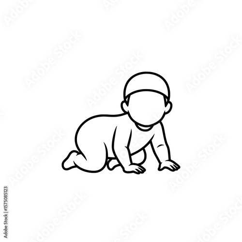 Crawling baby silhouette for educational and developmental materials