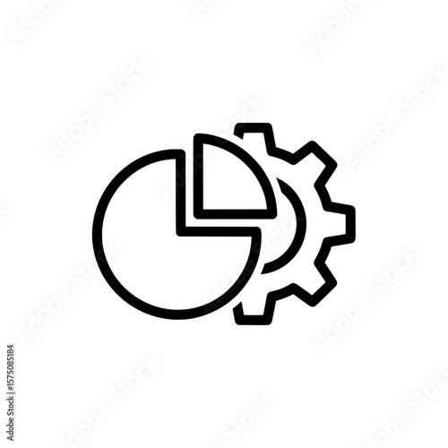 Pie chart and gear symbolizing data analysis and management concepts