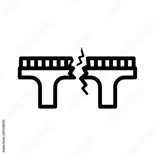 Broken pipe symbol for plumbing and maintenance usage