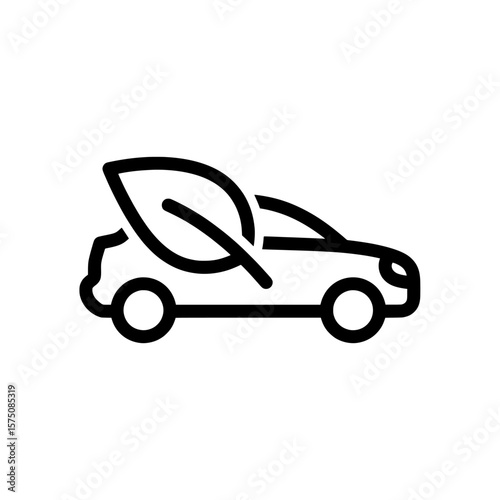 Eco-friendly vehicle with leaf symbol representing sustainability