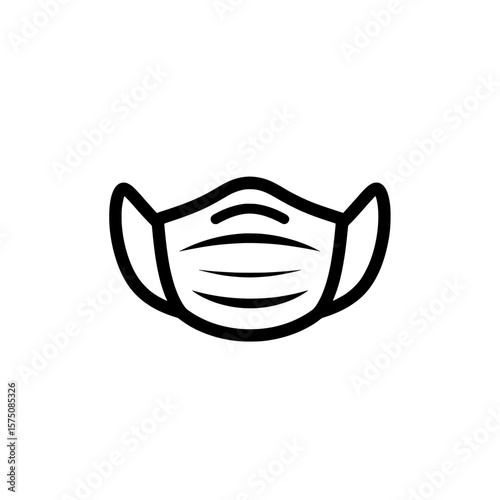 Black face mask icon for health safety and protection