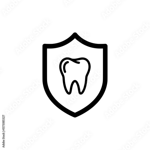 Tooth symbol inside a shield for dental protection and oral health